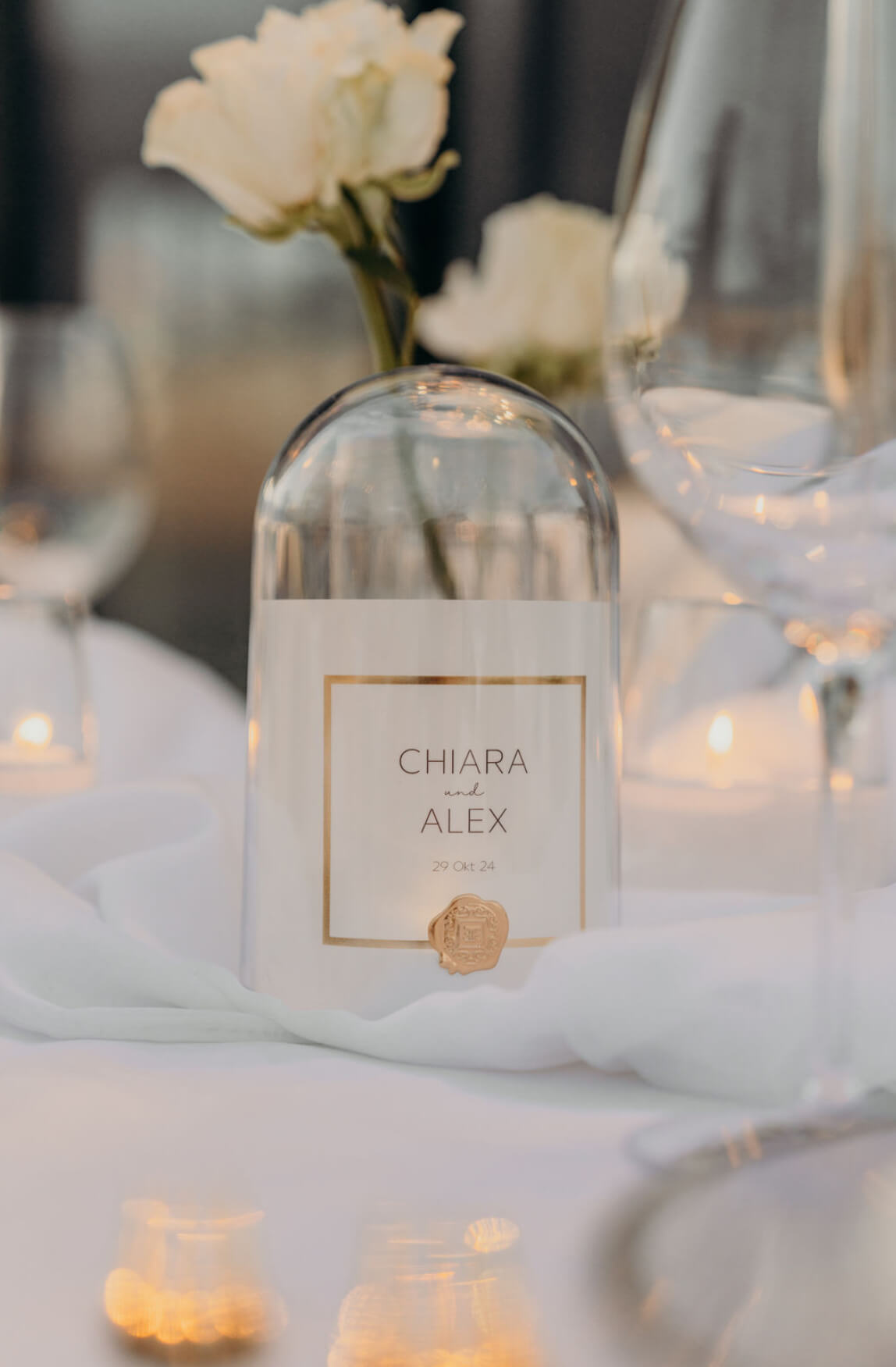 Hochzeitsdeko Windlich in Glas